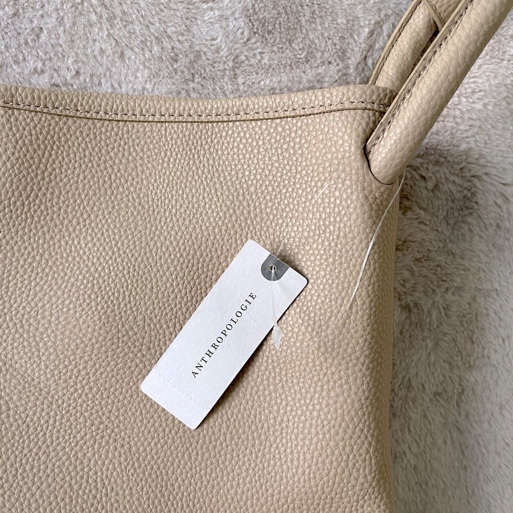 NWT Anthropologie Loop Handle Bucket Bag Taupe Ve… - image 10